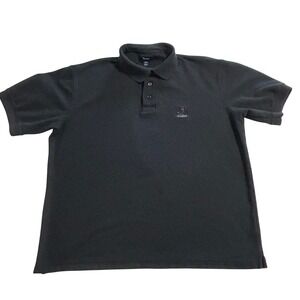 Faconnable Mens Black Cotton Pique Short Sleeve Polo Shirt XL Logo Crest